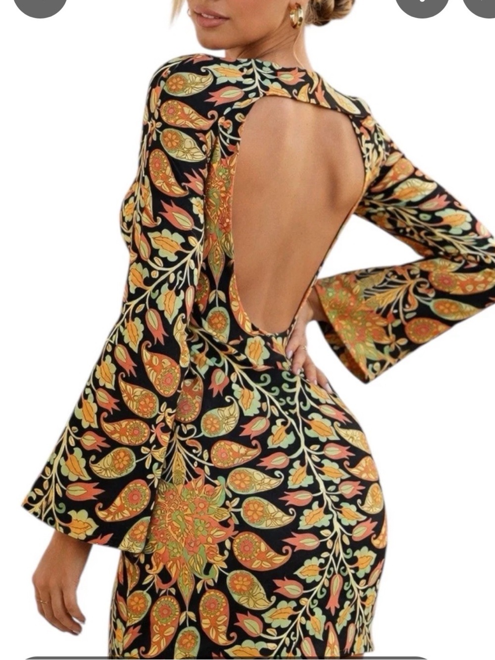 Zara Paisley Orange and Black Floral Mini Dress Size XS NWT